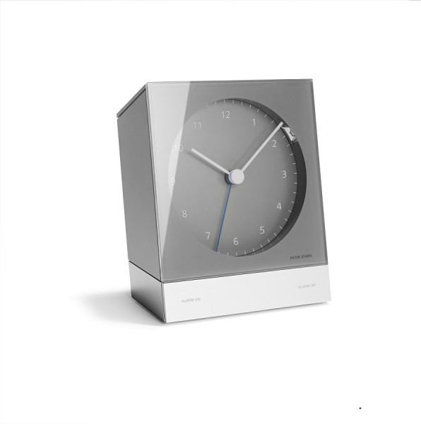 Jacob Jensen - Alarm Clock Analog Funk - grau - Funkuhr - Funkwecker - 103x45x125mm