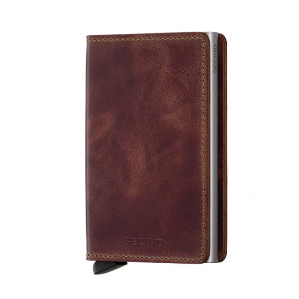 Secrid - Slimwallet - Vintage - brown, braun - Schutz für Magnetkarten, EC-Kreditkarten - Leder, Alu