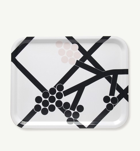 Marimekko - HORTENSIE - Tablett - 43x33 cm - weiß,dunkelgrau,hellrot - limitiert