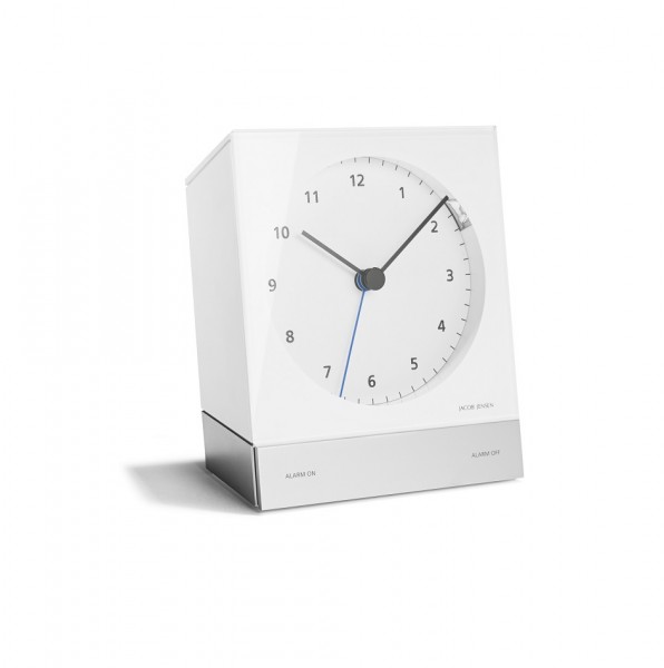 Jacob Jensen - Alarm Clock Analog Funk - weiß - Funkuhr - Funkwecker - 103x45x125mm